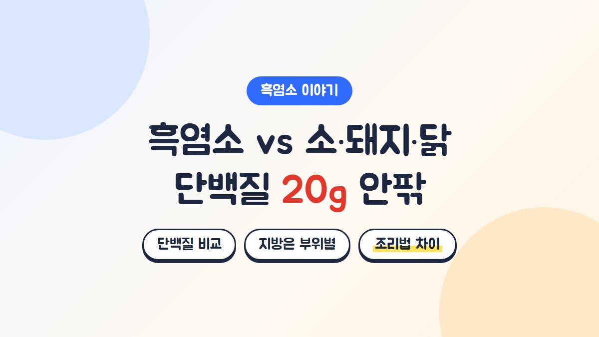 흑염소와 소·돼지·닭고기 비교: 단백질 비교, 지방은 부위별 차이, 조리법 차이