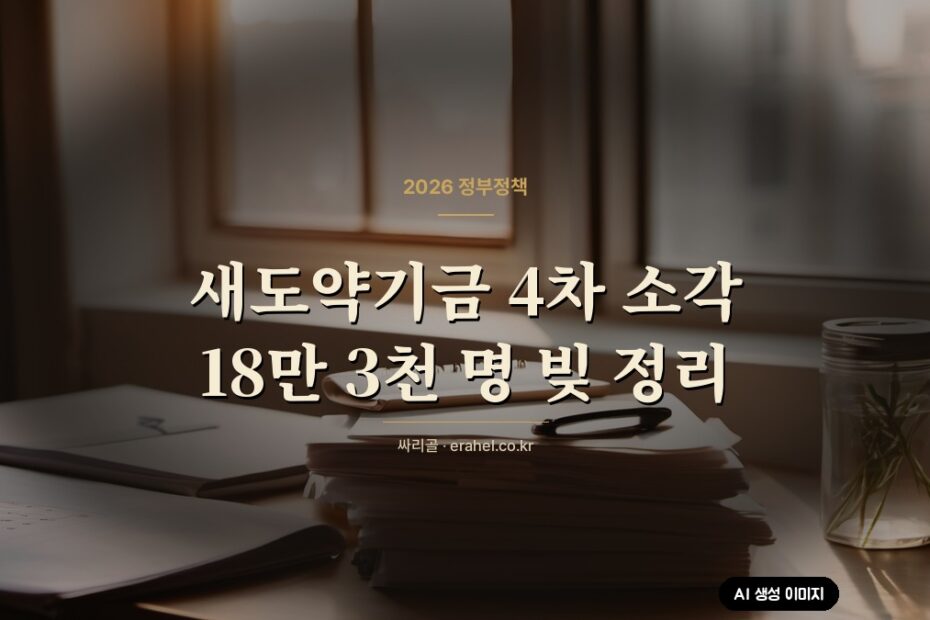 새도약기금 4차 소각: 18만 3천 명, 1조 6천억 원, 10월 중순 문자 안내